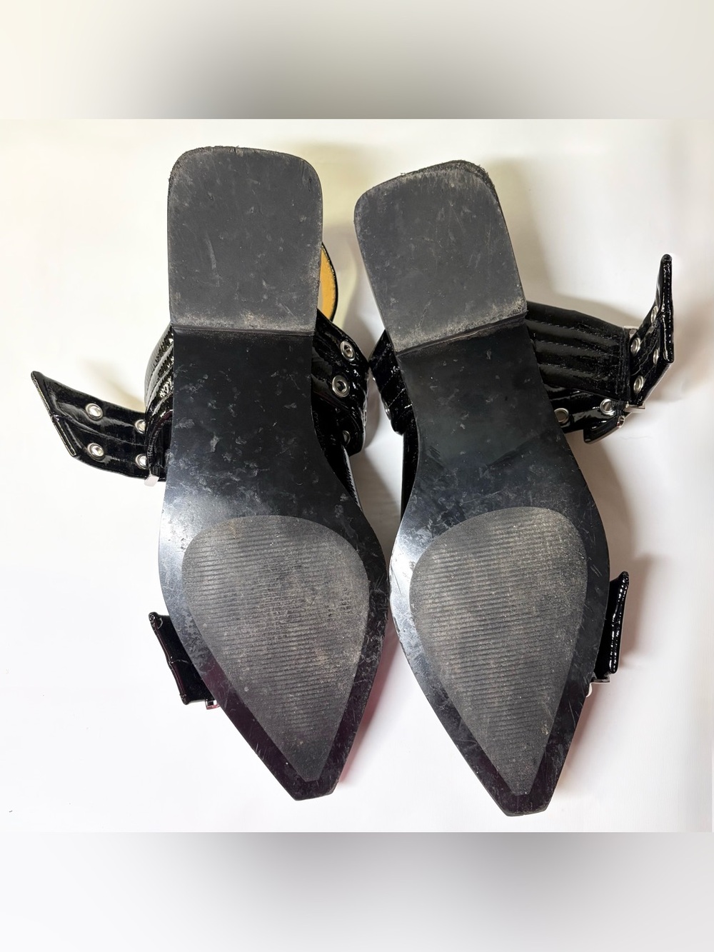 STEVE MADDEN Graya Slingback Buckle Flats Black Leather And Patent Women’s US 8 - Picture 12 of 16